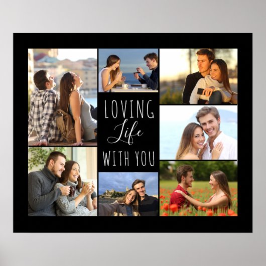 Liebe Leben mit dir 7 FotoCollage | Schwarz Poster (Vorne)