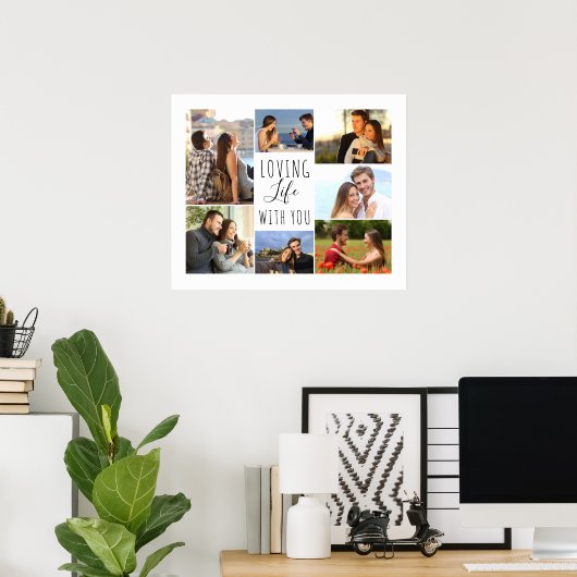 Liebe Leben mit dir 7 FotoCollage | weiß Poster (Heimbüro)