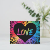 Liebe lebendiges und farbenfrohes Spritzer Muster Postkarte (Stehend Vorderseite)