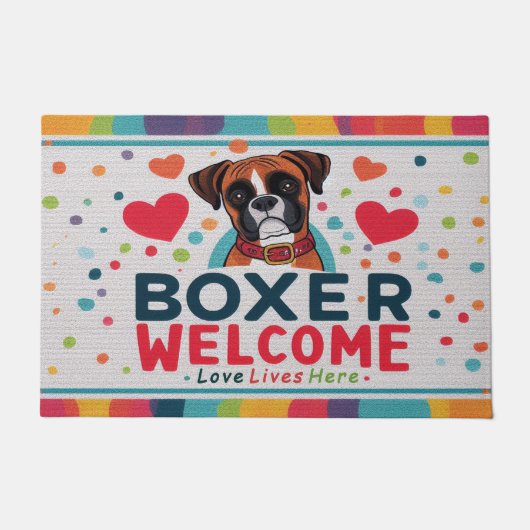 Liebe lebt hier - Boxer Dog Willkommen Fußmatte (Vorderseite)