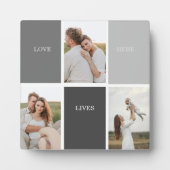 Liebe lebt hier | Drei-Foto-Familiengeschenk Fotoplatte (Vorderseite)