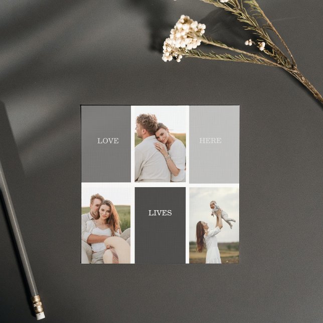 Liebe lebt hier | Drei-Foto-Familiengeschenk Magnetkarte (Von Creator hochgeladen)