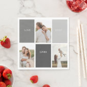 Liebe lebt hier | Drei-Foto-Familiengeschenk Serviette (Beispiel)