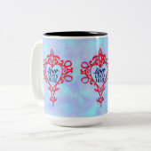 Liebe lebt Hier, handgezeichnete Bestätigung Zweifarbige Tasse (Vorderseite Links)
