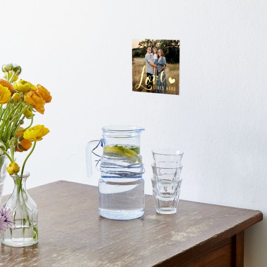 Liebe lebt hier Herzfamilien Foto Foliendrucke (Ablage(Küche))