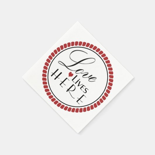 Liebe lebt hier Typografie Serviette (Ecke)