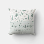 Liebe lebt hier und nennt Throw Pillow Kissen (Vorderseite)