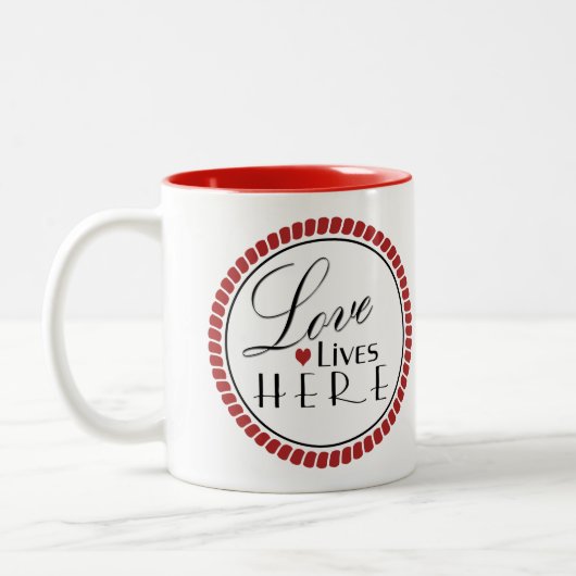 Liebe lebt hier zweifarbige tasse (Links)