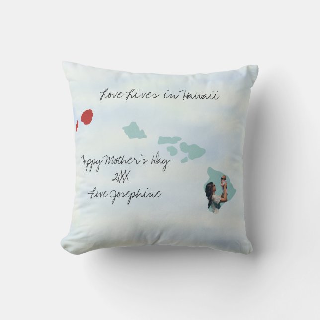 Liebe lebt in Hawaii Staat gestapelt Custom Foto Kissen (Vorderseite)
