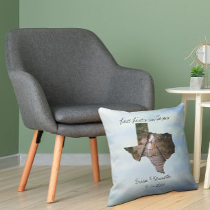 Liebe lebt in Texas Staat geformt Custom Foto Kissen