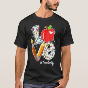 Liebe Lehrer Leben Apple Bleistift Lehrer Wertschä T-Shirt