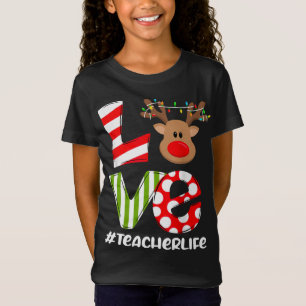 Liebe-Lehrer Life Rentier Weihnachtsmannmütze Lehr T-Shirt