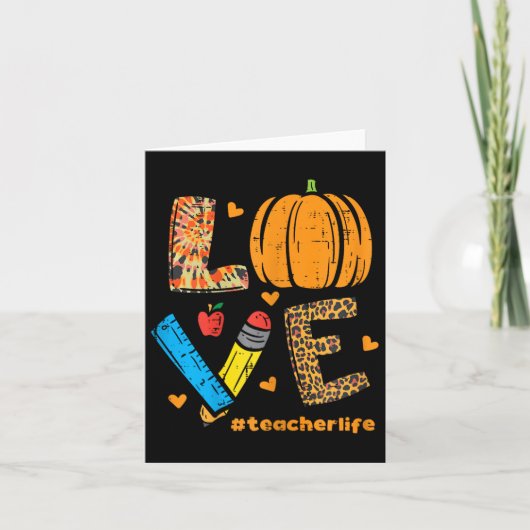 Liebe Lehrer Pumpkin Leopard Herbst Thanksgiv Karte (Vorderseite)