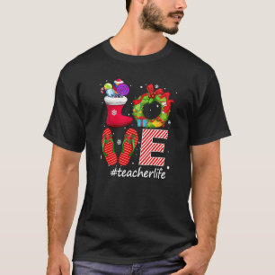 Liebe #lehrerlife Drehe Flops Candy Socks Snow Chr T-Shirt