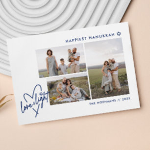 Liebe & Leichtes Herz Hanukkah 3 Foto-Karte Feiertagskarte