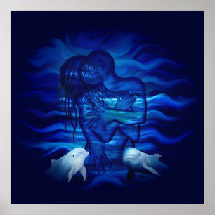 Liebe, Leidenschaft Akt - Paar mit Delfin-Paar Poster
