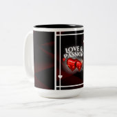 Liebe & Leidenschaft Tasse - Rote glühende Herzen (Vorderseite Links)