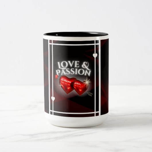Liebe & Leidenschaft Tasse - Rote glühende Herzen (Mittel)