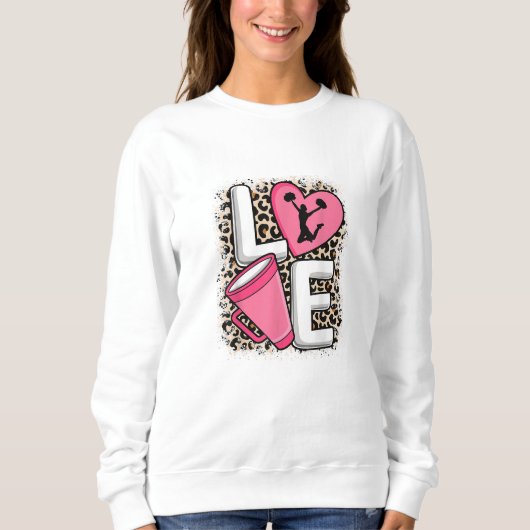 Liebe Leopard drucken rosa Crew Pullover (Vorderseite)