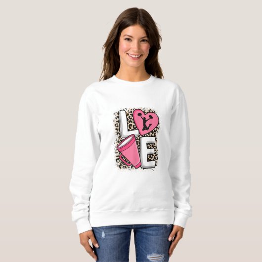 Liebe Leopard drucken rosa Crew Pullover (Vorne ganz)