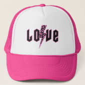 Liebe Leopard Print Lightning Truckerkappe (Vorderseite)