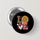 Liebe Leopard Sonnenblumen Bowling Valentine Bowli Button (Vorne & Hinten)