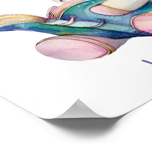 Liebe Lesen Niedlicher Einhornbrille Lila Text Poster (Ecke)