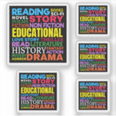 Liebe Lesen von Büchern - Genre Word Art Aufkleber (Vorderseite)