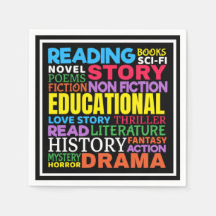 Liebe Lesen von Büchern - Genre Word Art Serviette