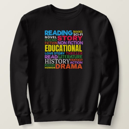 Liebe Lesen von Büchern - Genre Word Art Sweatshirt (Design vorne)