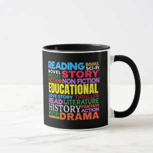 Liebe Lesen von Büchern - Genre Word Art Tasse