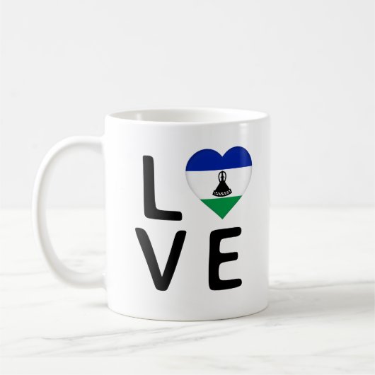 Liebe - Lesotho-Flagge Kaffeetasse (Links)