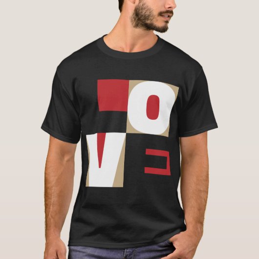 Liebe Letter Art Contemporary Red Black Gold Desig T-Shirt (Vorderseite)