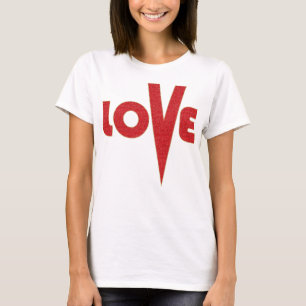 Liebe Letter Art High V Rot und Gold Glitzer T-Shirt