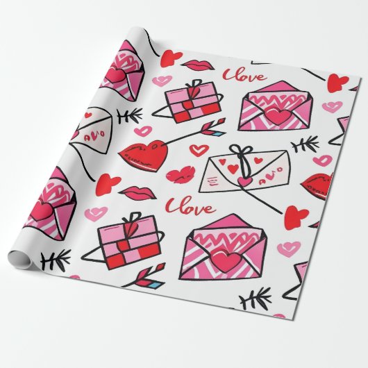 Liebe Letter Doodles Geschenkpapier (Ungerollt)