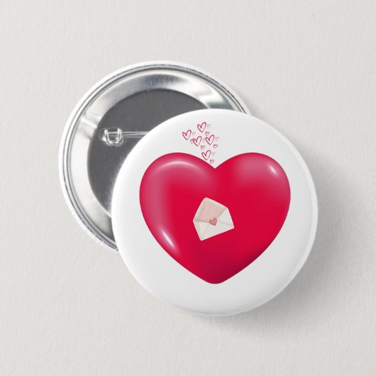 Liebe Letter in Heart - Romantisches Button-Abzeic Button (Vorne & Hinten)