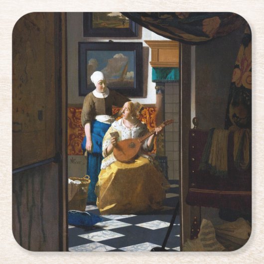 Liebe Letter, Johannes Vermeer Rechteckiger Pappuntersetzer (Vorderseite)