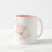 Liebe Letter Tasse - Romantische Hülle & rosa Herz (VorderseiteRechts)