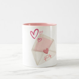 Liebe Letter Tasse - Romantische Hülle & rosa Herz