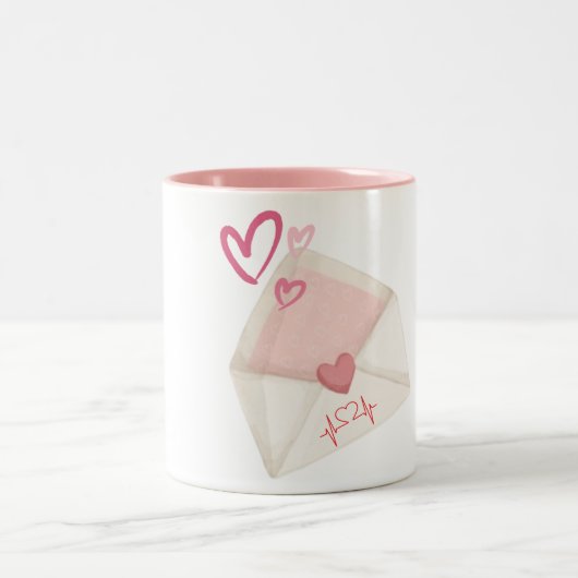 Liebe Letter Tasse - Romantische Hülle & rosa Herz (Mittel)