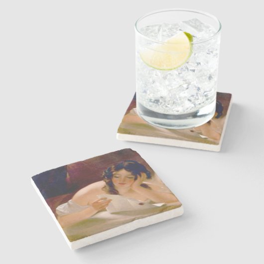 Liebe Letter (von Thomas Sully) Steinuntersetzer (Seitenansicht)