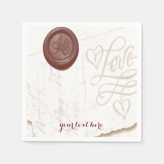 Liebe Letter Wedding Paper Napkin Set Serviette (Vorderseite)