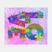 LIEBE Letter Word Blume Fleecedecke (Vorderseite (Horizontal))