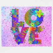 LIEBE Letter Word Blume Fleecedecke (Vorderseite (Horizontal))