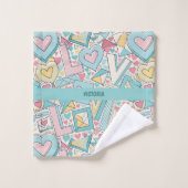 Liebe Letters Benutzerdefiniertes Muster Badhandtuch Set (Waschlappen)