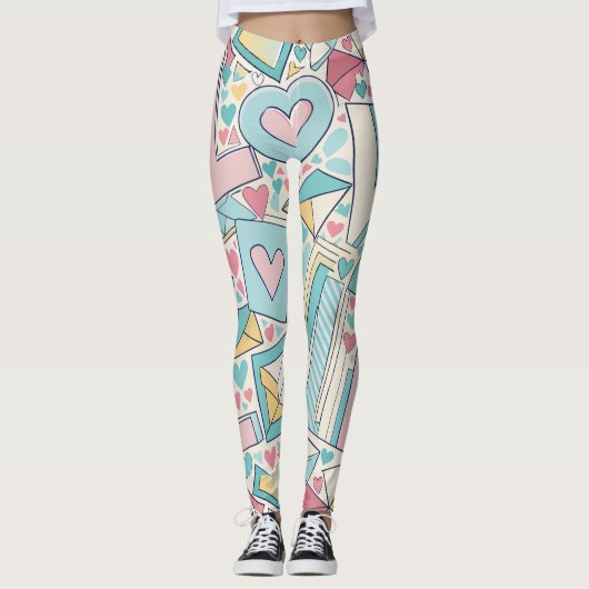 Liebe Letters Benutzerdefiniertes Muster Leggings (Vorderseite)