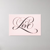 LIEBE Letting Calligrafy Blush Pink und Black Leinwanddruck (Vorderseite)