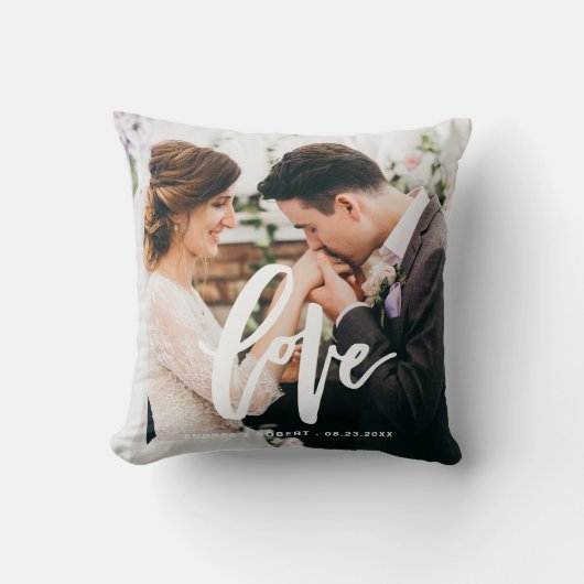 Liebe Letting Overlay Custom Wedding Foto Pillow Kissen (Vorderseite)