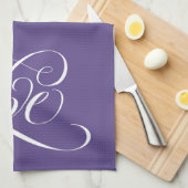 LIEBE Letting Ultra Violet Lila Calligrafy Küchentuch (Viertel Falte)