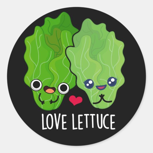 Liebe Lettuce Funny Veggie Pun Dark BG Runder Aufkleber (Vorderseite)